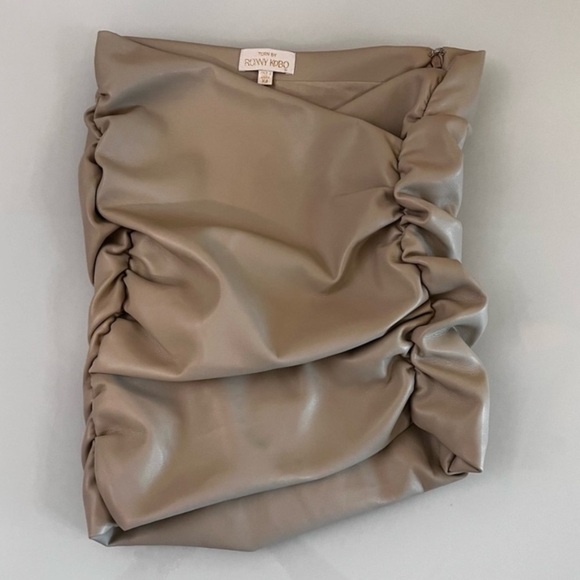 Ronny Kobo Ruched Vegan Leather Asymmetrical Tube Top - Picture 9 of 10